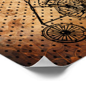 ヴィンテージビサイクリストの茶色のドット背景 ポスター (角)