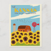 ヴィンテージビジットカンザスサンフラワー州旅行 ポストカード (正面)