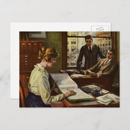 ヴィンテージビジネス会議、役員とのオフィス ポストカード (正面/裏面)