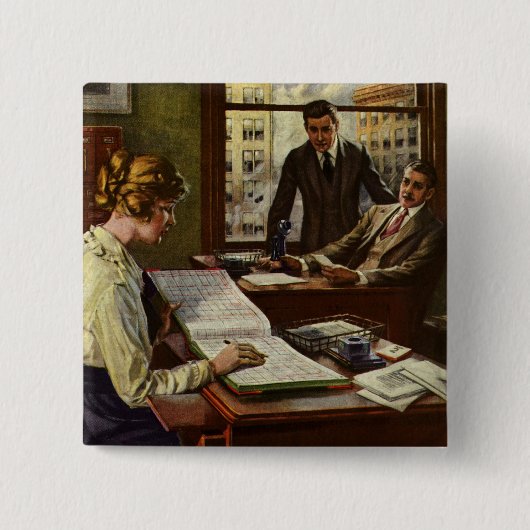 ヴィンテージビジネス会議、役員とのオフィス 缶バッジ (正面)