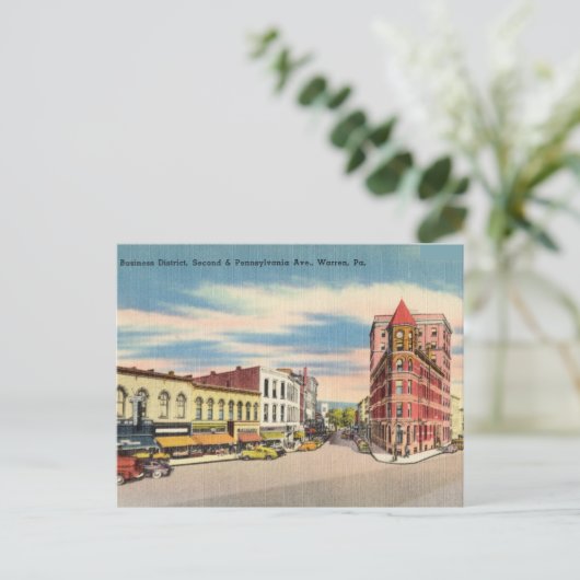 ヴィンテージビジネス街、ウォーレン・ペンシルバニア ポストカード (スタンド正面)