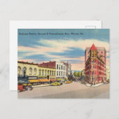 ヴィンテージビジネス街、ウォーレン・ペンシルバニア ポストカード (正面/裏面)