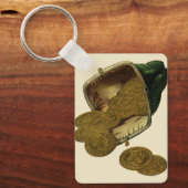 ヴィンテージビジネス金融、金ゴールドコイン財布 キーホルダー (正面)