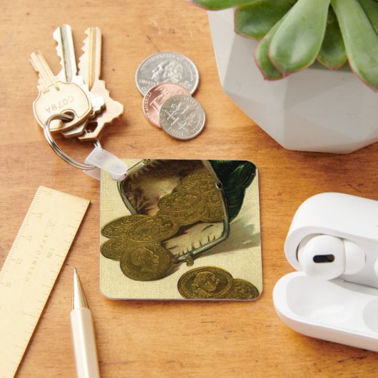 ヴィンテージビジネス金融、金ゴールドコイン財布 キーホルダー (デスク)