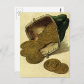 ヴィンテージビジネス金融、金ゴールドコイン財布 ポストカード (正面/裏面)