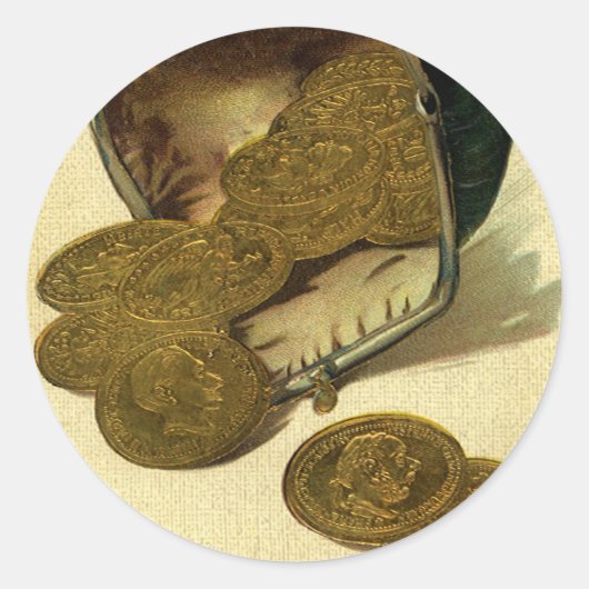 ヴィンテージビジネス金融、金ゴールドコイン財布 ラウンドシール (正面)