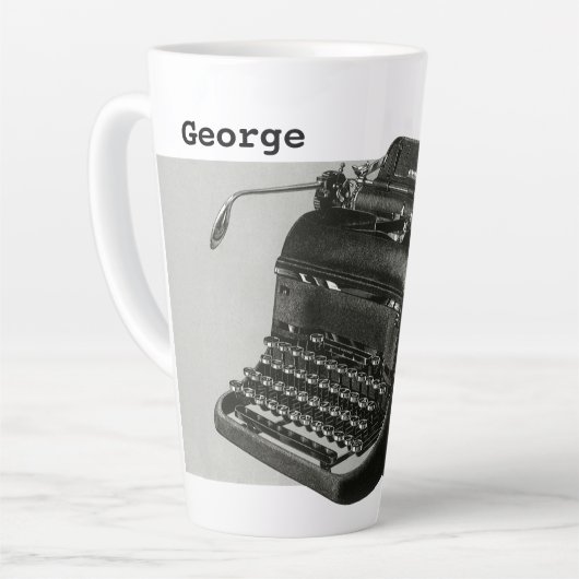 ヴィンテージビジネス、アンティークオフィスマニュアルタイプライター カフェラテマグ (左アングル)