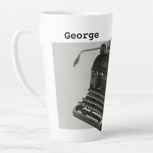 ヴィンテージビジネス、アンティークオフィスマニュアルタイプライター カフェラテマグ (左)