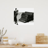 ヴィンテージビジネス、アンティークオフィスマニュアルタイプライター ポスター (キッチン)