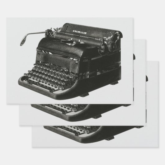 ヴィンテージビジネス、アンティークオフィスマニュアルタイプライター ラッピングペーパーシート (セット)