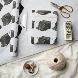 ヴィンテージビジネス、アンティークオフィスマニュアルタイプライター ラッピングペーパー