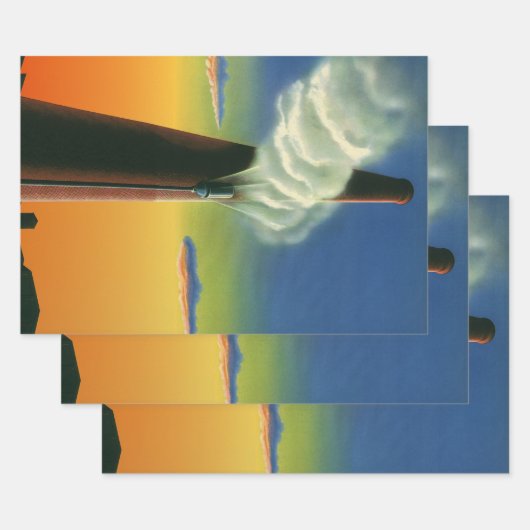 ヴィンテージビジネス、スチームホイッスル工場サンライズ ラッピングペーパーシート (セット)