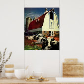 ヴィンテージビジネス、ホルスタイン乳牛の酪農場 ポスター (キッチン)