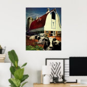 ヴィンテージビジネス、ホルスタイン乳牛の酪農場 ポスター (ホームオフィス)