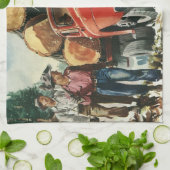 ヴィンテージビジネス、ランバージャック付きロギングトラック キッチンタオル (折り畳み)