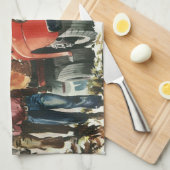 ヴィンテージビジネス、ランバージャック付きロギングトラック キッチンタオル (四つ折り)