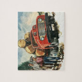 ヴィンテージビジネス、ランバージャック付きロギングトラック ジグソーパズル (縦)