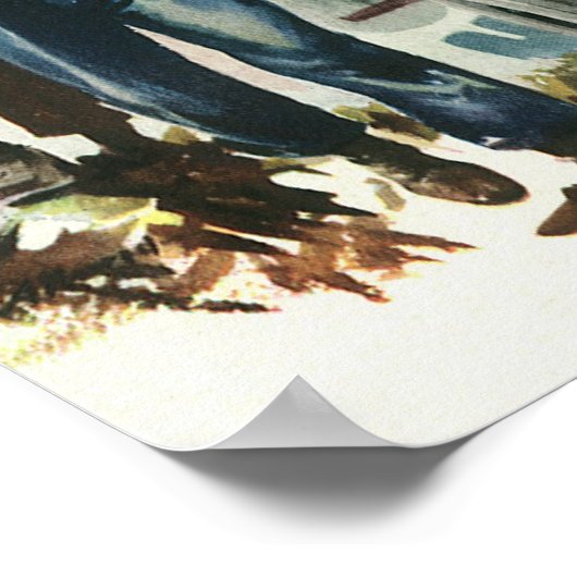 ヴィンテージビジネス、ランバージャック付きロギングトラック ポスター (角)