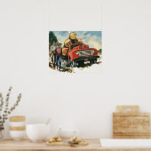 ヴィンテージビジネス、ランバージャック付きロギングトラック ポスター (キッチン)