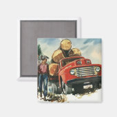 ヴィンテージビジネス、ランバージャック付きロギングトラック マグネット (正面/裏面)