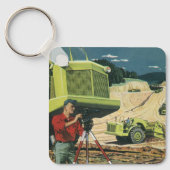 ヴィンテージビジネス、建築サイト(測量士あり) キーホルダー (正面)