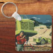 ヴィンテージビジネス、建築サイト(測量士あり) キーホルダー (正面)