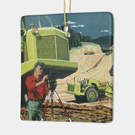 ヴィンテージビジネス、建築サイト(測量士あり) セラミックオーナメント (左)