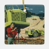 ヴィンテージビジネス、建築サイト(測量士あり) セラミックオーナメント (正面)