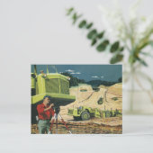 ヴィンテージビジネス、建築サイト(測量士あり) ポストカード (スタンド正面)