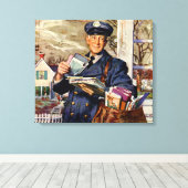 ヴィンテージビジネス、郵便配達人 キャンバスプリント (インサイチュ (ウッドフロア))