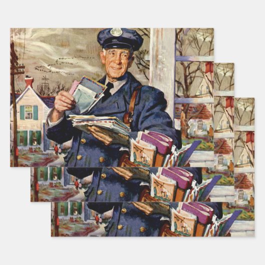ヴィンテージビジネス、郵便配達人 ラッピングペーパーシート (セット)