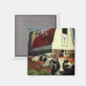 ヴィンテージビジネス、酪農場のホルスタイン乳牛 マグネット (正面/裏面)