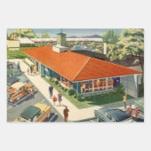 ヴィンテージビジネス、50sファミリーレストランダイナー ラッピングペーパーシート (正面)