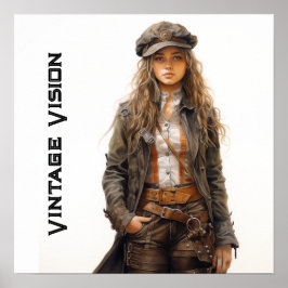 ヴィンテージビジョンスチームパンクヤングレトロ ポスター