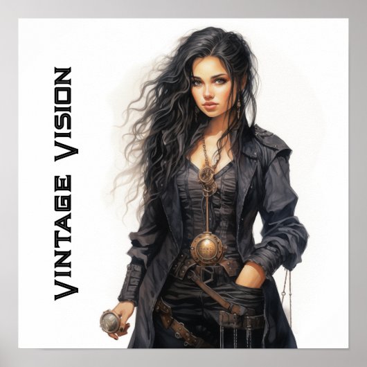 ヴィンテージビジョンスチームパンクヤングレトロ ポスター (正面)