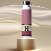 ヴィンテージビストロタイルクランベリーおよび金ゴールドモノグラム ウォーターボトル