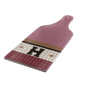 ヴィンテージビストロタイルクランベリーおよび金ゴールドモノグラム カッティングボード (角)