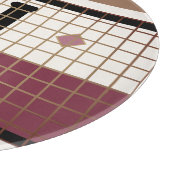 ヴィンテージビストロタイルクランベリーおよび金ゴールドモノグラム カッティングボード (角)