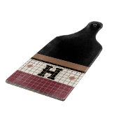 ヴィンテージビストロタイルクランベリーおよび金ゴールドモノグラム カッティングボード (角)