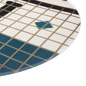 ヴィンテージビストロタイルターコイズと金ゴールドモノグラム カッティングボード (角)