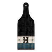 ヴィンテージビストロタイルターコイズと金ゴールドモノグラム カッティングボード (正面)