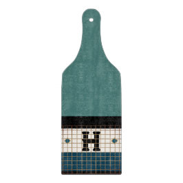 ヴィンテージビストロタイルターコイズモノグラム カッティングボード