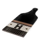 ヴィンテージビストロタイルブラック&金ゴールドモノグラム カッティングボード (角)