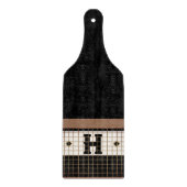 ヴィンテージビストロタイルブラック&金ゴールドモノグラム カッティングボード (正面)