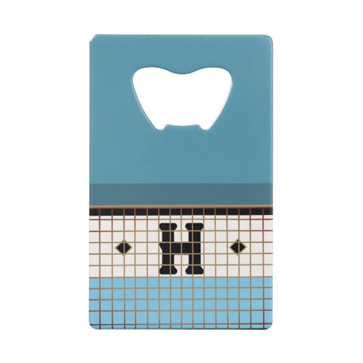 ヴィンテージビストロタイル金ゴールドモノグラム クレジットカード栓抜き (正面)