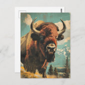 ヴィンテージビソンイラストレーション ポストカード (正面/裏面)