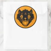 ヴィンテージビックキャットハロウィーンステッカー ラウンドシール (バッグ)