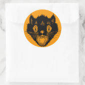 ヴィンテージビックキャットハロウィーンステッカー ラウンドシール (バッグ)