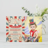 ヴィンテージビッグトップサーカスカーニバル誕生日写真 招待状 (スタンド正面)