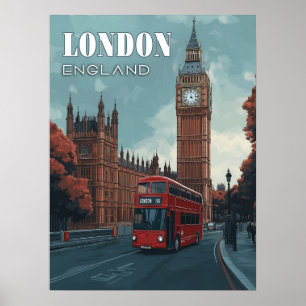 ヴィンテージビッグベン旅行のポスター – ロンドン,イギリス ポスター